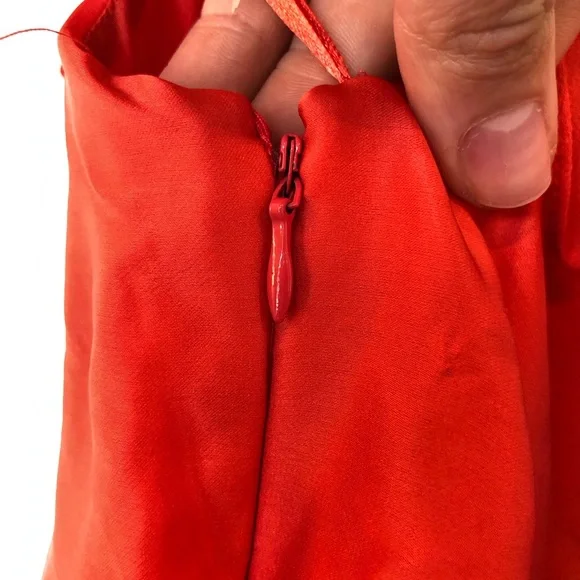 NWT Halston Heritage Orange 100% Silk Mini Dress Size 6 - Picture 5 of 10